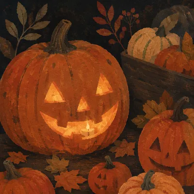 Glowing Jack O Lantern Autumn Display