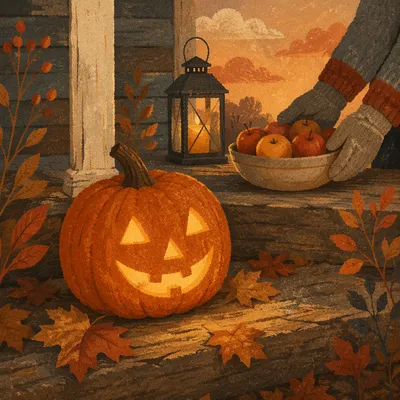Peaceful Jack O Lantern Porch Welcome