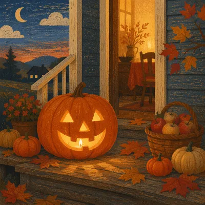 Cozy Glowing Jack O Lantern Porch