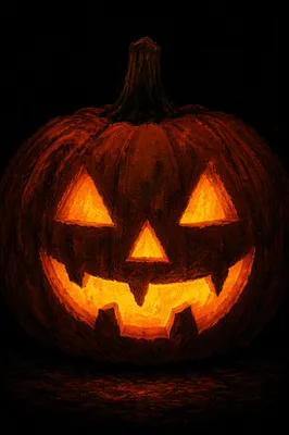 Glowing Carved Halloween Pumpkin Lantern