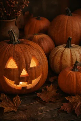 Glowing Halloween Jack O Lantern Pumpkins