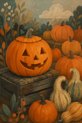Rustic Carved Halloween Jack O Lantern