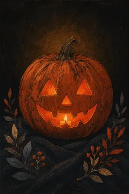 Glowing Carved Jack O Lantern Portrait