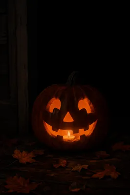 Glowing Jack-o-Lantern on Dark Porch