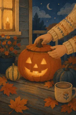 Warm Jack O Lantern Porch Evening