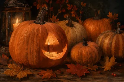 Glowing Halloween Jack O Lantern Pumpkins