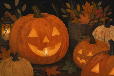 Glowing Jack O Lantern Autumn Display