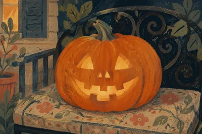 Cozy Hand Carved Pumpkin Lantern