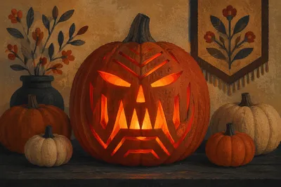 Glowing Carved Jack O Lantern Pumpkins
