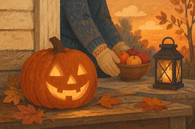 Peaceful Jack O Lantern Porch Welcome