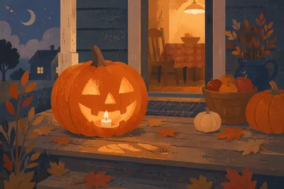Cozy Glowing Jack O Lantern Porch