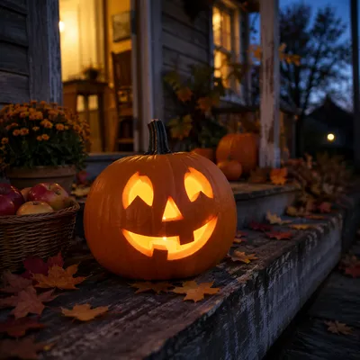 Cozy Glowing Jack O Lantern Porch