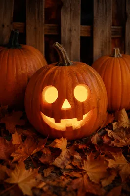 Glowing Jack O Lantern Autumn Still Life