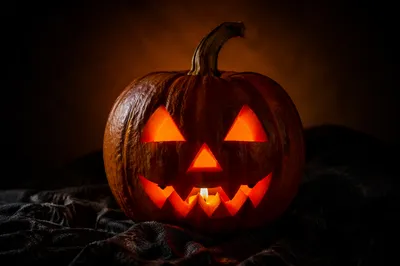 Glowing Carved Jack O Lantern Portrait