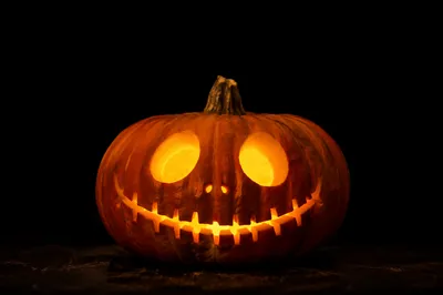 Glowing Carved Halloween Jack O Lantern