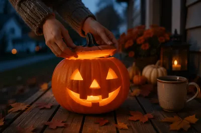 Warm Autumn Jack O Lantern Porch