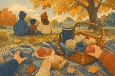 Autumn Family Picnic in Golden Park
