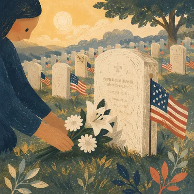 Memorial Day Sunrise Cemetery Flag Tribute