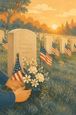 Memorial Day Tribute at Flag-Lined Cemetery