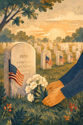 Memorial Day Sunrise Cemetery Flag Tribute