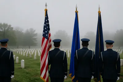 Memorial Day Flag Tribute at Cemetery