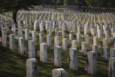 Memorial Day Flags in Military Cemetery