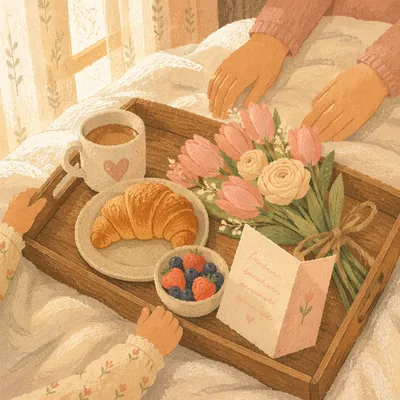 Mothers Day Breakfast in Bed with Flowers