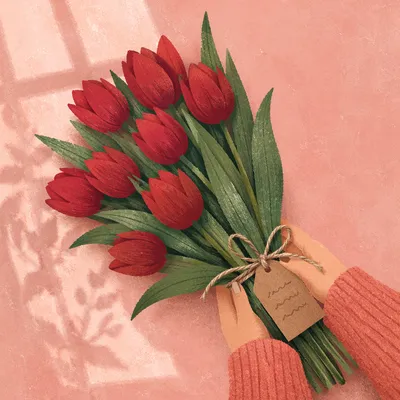 Mothers Day Tulip Bouquet Gift Scene