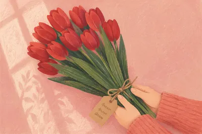 Mothers Day Tulip Bouquet Gift Flat Lay