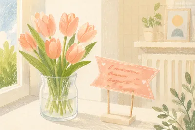 Mothers Day Tulips and Gift Card
