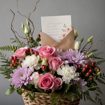 Mother’s Day Floral Basket With Gift Card