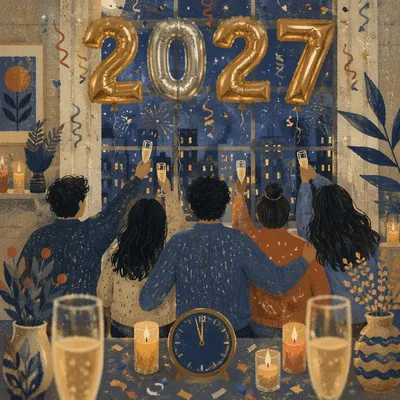 Cozy New Year 2027 Midnight Celebration