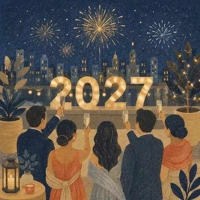 Elegant New Year 2027 Rooftop Countdown