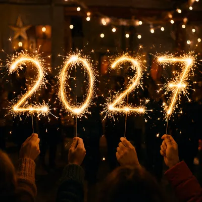 Glowing 2027 New Year Sparkler Countdown