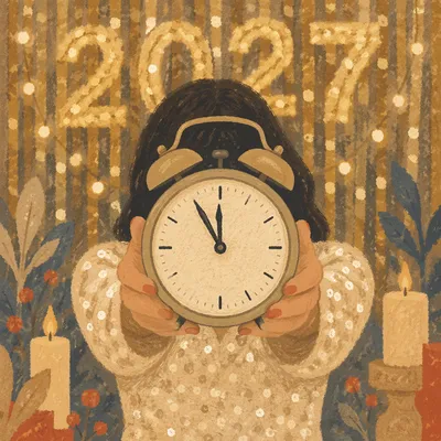 Golden New Year 2027 Countdown Portrait