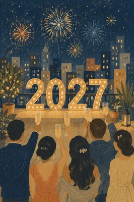 Elegant New Year 2027 Rooftop Celebration