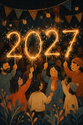 Glowing 2027 New Year Sparkler Countdown