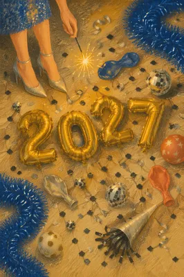 New Year 2027 Gold Balloon Celebration