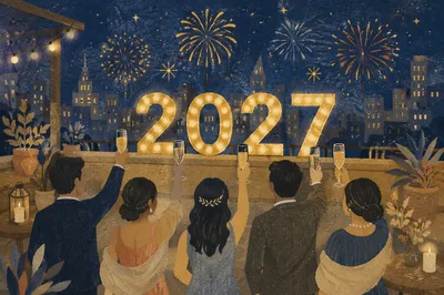 Elegant New Year 2027 Rooftop Celebration