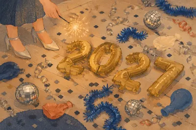 New Year 2027 Gold Balloon Countdown