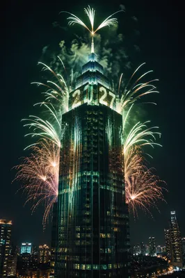 New Year 2027 Skyline Fireworks Celebration