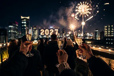 Elegant New Year 2027 Rooftop Celebration