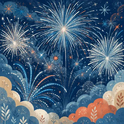 Midnight Blue New Year Fireworks Celebration