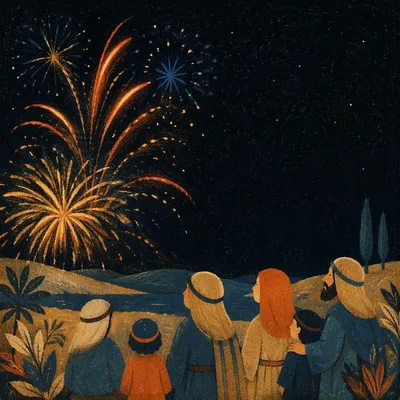 Elegant New Year Fireworks at Midnight
