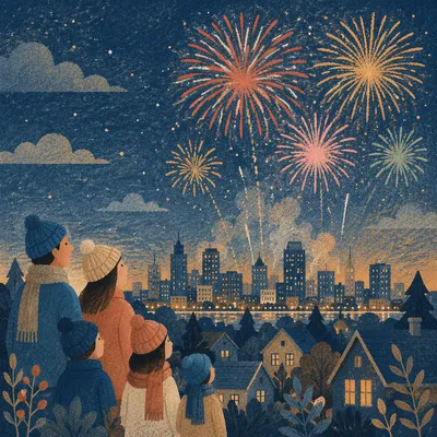 New Year Fireworks Over Midnight City