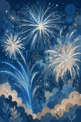 Midnight Blue New Year Fireworks Celebration
