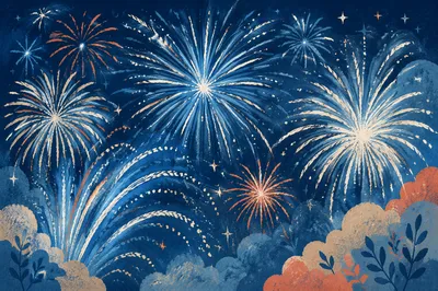 Midnight Blue New Year Fireworks Sky