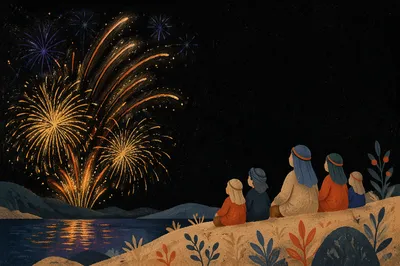 Elegant New Year Fireworks at Midnight