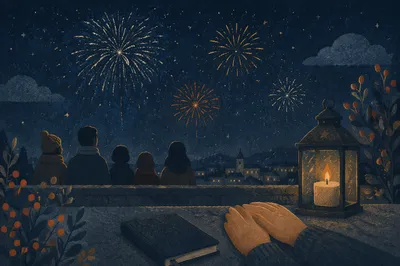 Prayerful New Year Fireworks at Midnight