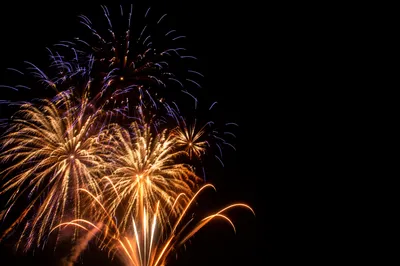 Elegant New Year Fireworks at Midnight
